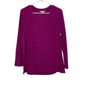 Wildfox Womens Fuchsia V-Neck Long Sleeve Knit Top S